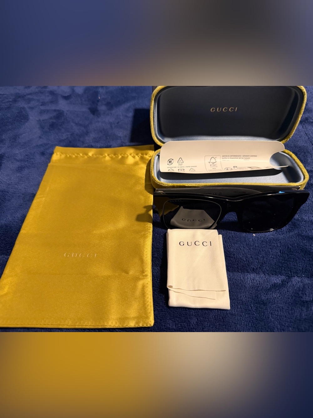 Gucci Black Sunglasses with Red-Green Web Accent